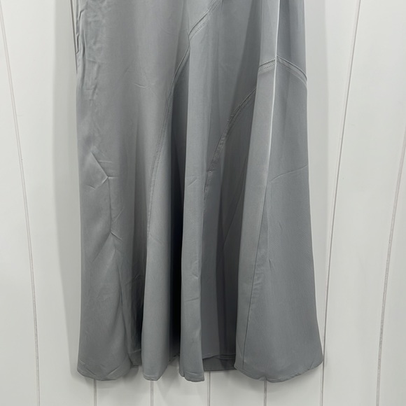 152. Midi Dress Tencel Faux Wrap W/Tie Sleeveless Blue Gray NEW - Picture 6 of 9